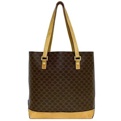 Pre-owned Celine Macadam Beige Brown Pvc Tote Bag () In Beige, Brown