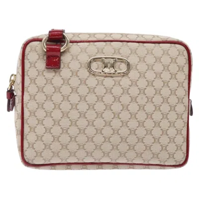 Pre-owned Celine Céline Macadam Beige Canvas, Leather Shoulder Bag ()