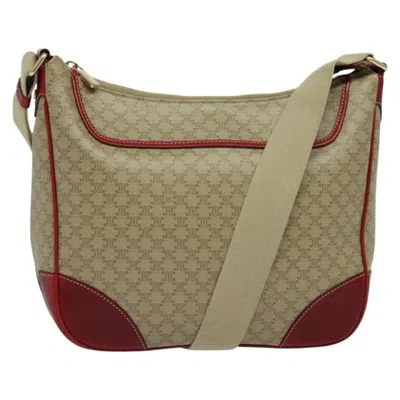 Pre-owned Celine Céline Macadam Beige Canvas, Leather Shoulder Bag () In Sand