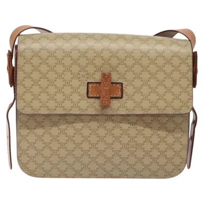 Pre-owned Celine Céline Macadam Beige Canvas Shoulder Bag () In Sand