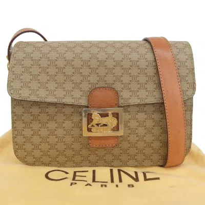 Pre-owned Celine Macadam Beige Coated Canvas Shoulder Bag () In Sand