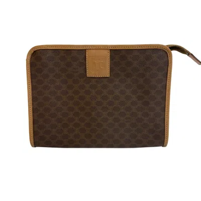 Pre-owned Celine Macadam Beige Leather Clutch Bag () In Sand