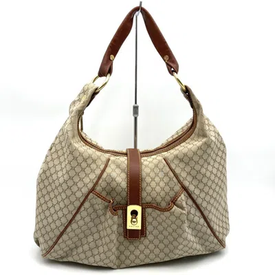 Pre-owned Celine Macadam Beige Nylon Canvas Handbag Shoulder Bag ()