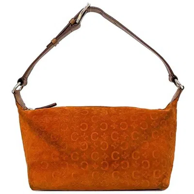 Pre-owned Celine Macadam Beige Orange Suede Leather Handbag Shoulder Bag () In Beige, Orange