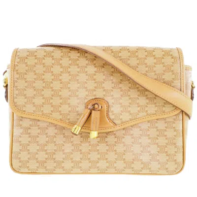 Pre-owned Celine Macadam Beige Pvc Shoulder Bag () In Sand