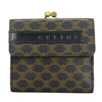 Pre-owned Celine Macadam Black Brown Pvc Leather Wallet (tri-fold) () In Multi