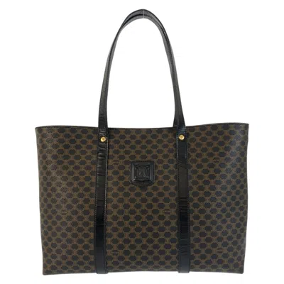 Pre-owned Celine Macadam Black Brown Pvc Shoulder Bag Tote Bag ()