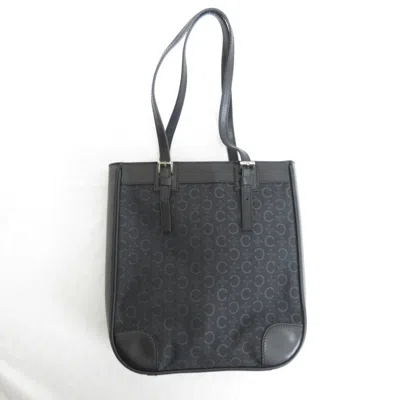Pre-owned Celine Macadam Black Canvas Leather Handbag Tote Bag ()