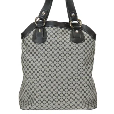 Pre-owned Celine Macadam Black Gray Canvas Leather Tote Bag () In Multi