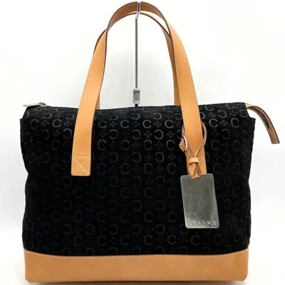 Pre-owned Celine Macadam Black Suede Leather Handbag Tote Bag ()