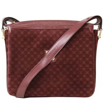 Pre-owned Celine Macadam Bordeaux Suede Shoulder Bag ()