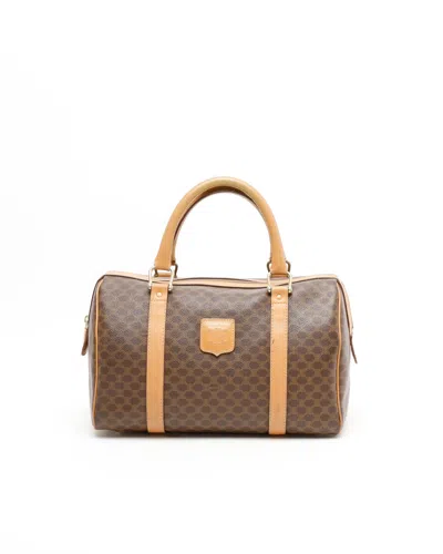 Celine Céline Macadam Boston Bag In Brown