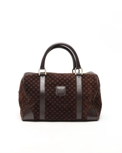 Celine Céline Macadam Boston Bag In Brown