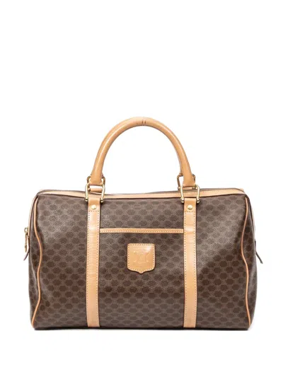 Pre-owned Celine Macadam Boston Handbag In Brown