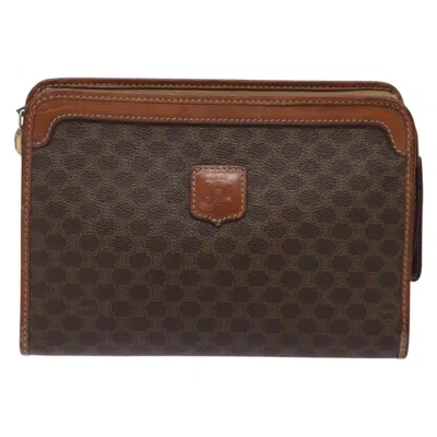 Pre-owned Celine Céline Macadam Brown Canvas Clutch Bag ()
