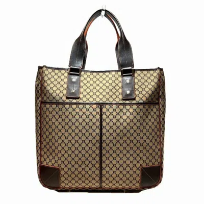 Pre-owned Celine Macadam Brown Canvas Leather Handbag Tote Bag ()