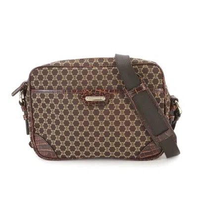 Pre-owned Celine Macadam Brown Canvas Leather Shoulder Bag ()