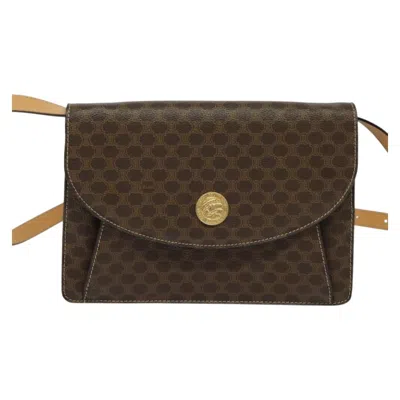Pre-owned Celine Céline Macadam Brown Canvas, Leather Shoulder Bag ()