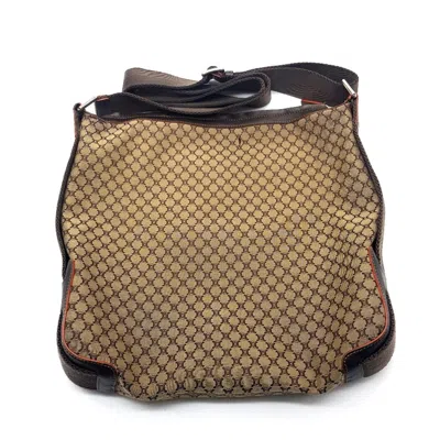 Pre-owned Celine Macadam Brown Canvas Leather Shoulder Bag ()