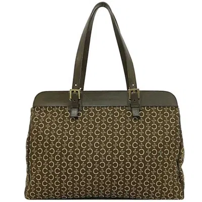 Pre-owned Celine Macadam Brown Canvas Leather Tote Bag ()
