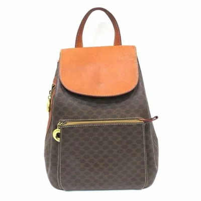 Pre-owned Celine Macadam Brown Coated Canvas Leather Backpack ()