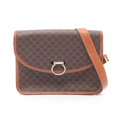 Pre-owned Celine Macadam Brown Coated Canvas Shoulder Bag ()