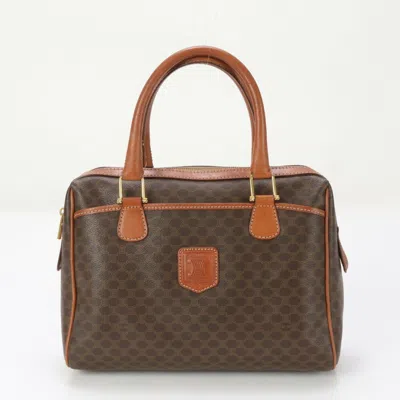 Pre-owned Celine Macadam Brown Leather Coated Canvas Handbag Tote Bag ()