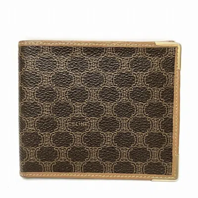 Pre-owned Celine Macadam Brown Leather Coin Purse/coin Case ()