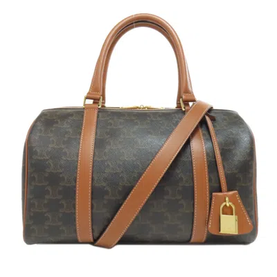Pre-owned Celine Macadam Brown Leather Shoulder Bag ()