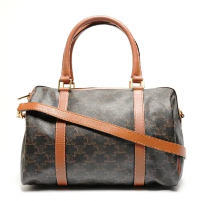 Pre-owned Celine Macadam Brown Pvc Boston Bag ()