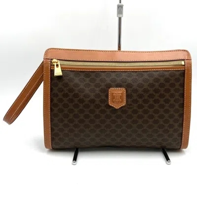Pre-owned Celine Macadam Brown Pvc Clutch Bag ()