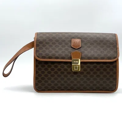 Pre-owned Celine Macadam Brown Pvc Clutch Bag ()