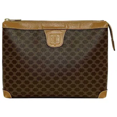 Pre-owned Celine Macadam Brown Pvc Leather Clutch Bag Pouch ()