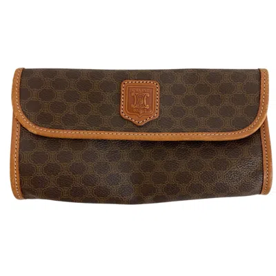 Pre-owned Celine Macadam Brown Pvc Leather Clutch Bag Pouch ()