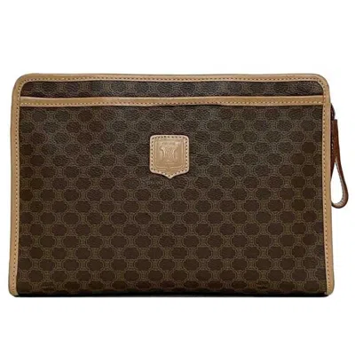 Pre-owned Celine Macadam Brown Pvc Leather Clutch Bag ()