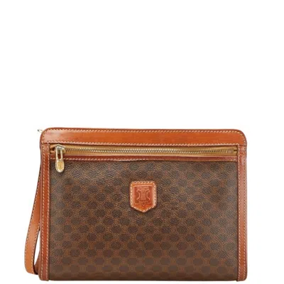 Pre-owned Celine Macadam Brown Pvc Leather Clutch Bag ()