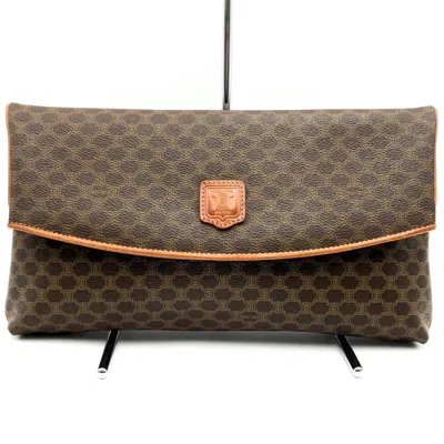 Pre-owned Celine Macadam Brown Pvc Leather Clutch Bag ()
