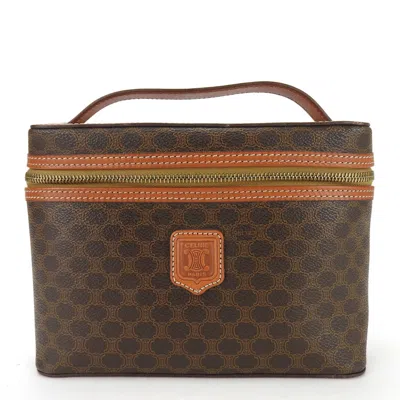 Pre-owned Celine Macadam Brown Pvc Leather Handbag Vanity Bag ()