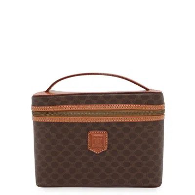 Pre-owned Celine Macadam Brown Pvc Leather Handbag Vanity Bag ()