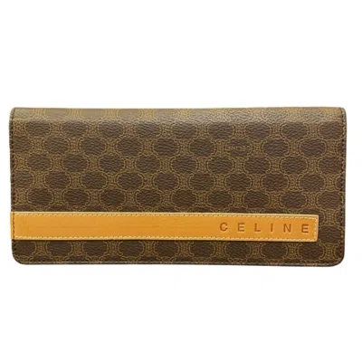Pre-owned Celine Macadam Brown Pvc Leather Long Wallet (bi-fold) ()