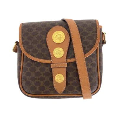Pre-owned Celine Macadam Brown Pvc Leather Pochette Shoulder Bag ()