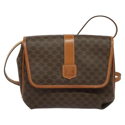 Pre-owned Celine Céline Macadam Brown,gold Canvas Shoulder Bag ()