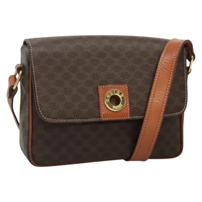 Pre-owned Celine Céline Macadam Brown,gold Canvas Shoulder Bag () In Multi
