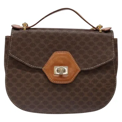 Pre-owned Celine Céline Macadam Brown,gold Canvas Shoulder Bag () In Multi