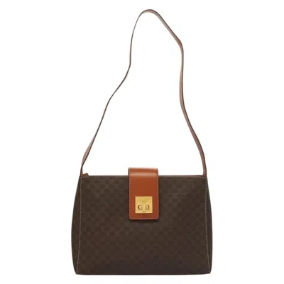 Pre-owned Celine Céline Macadam Brown,gold Canvas Shoulder Bag () In Multi