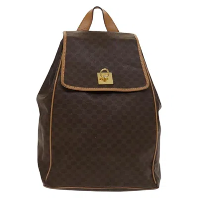 Pre-owned Celine Céline Macadam Brown,gold Pvc Backpack Bag ()