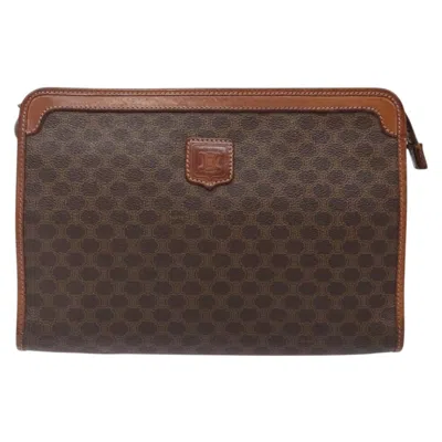 Pre-owned Celine Céline Macadam Brown,gold Pvc Clutch Bag ()