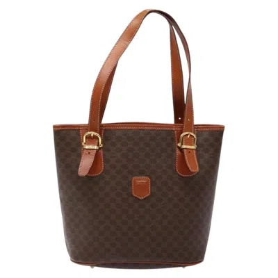 Pre-owned Celine Céline Macadam Brown,gold Pvc Tote Bag ()