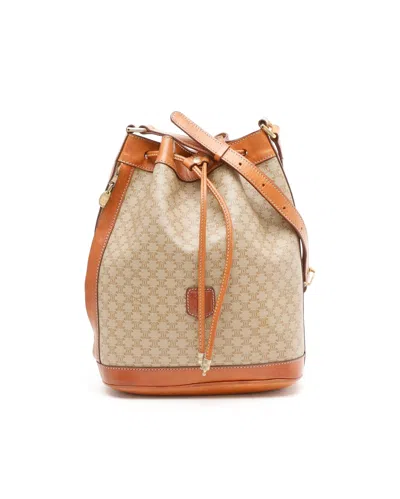 Celine Céline Macadam Bucket Bag In Brown