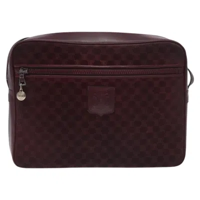 Pre-owned Celine Céline Macadam Burgundy Canvas Shoulder Bag ()